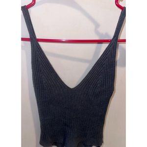 Forever 21 Urban Heritage Green V-Neck Cropped Sweater Tank Small